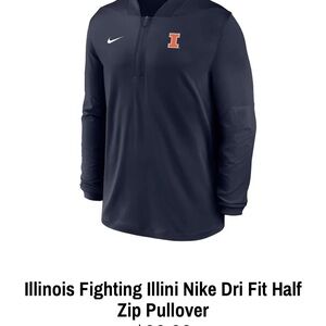 Nike Navy and Orange Team Pullover Half-Zip Hoodie
